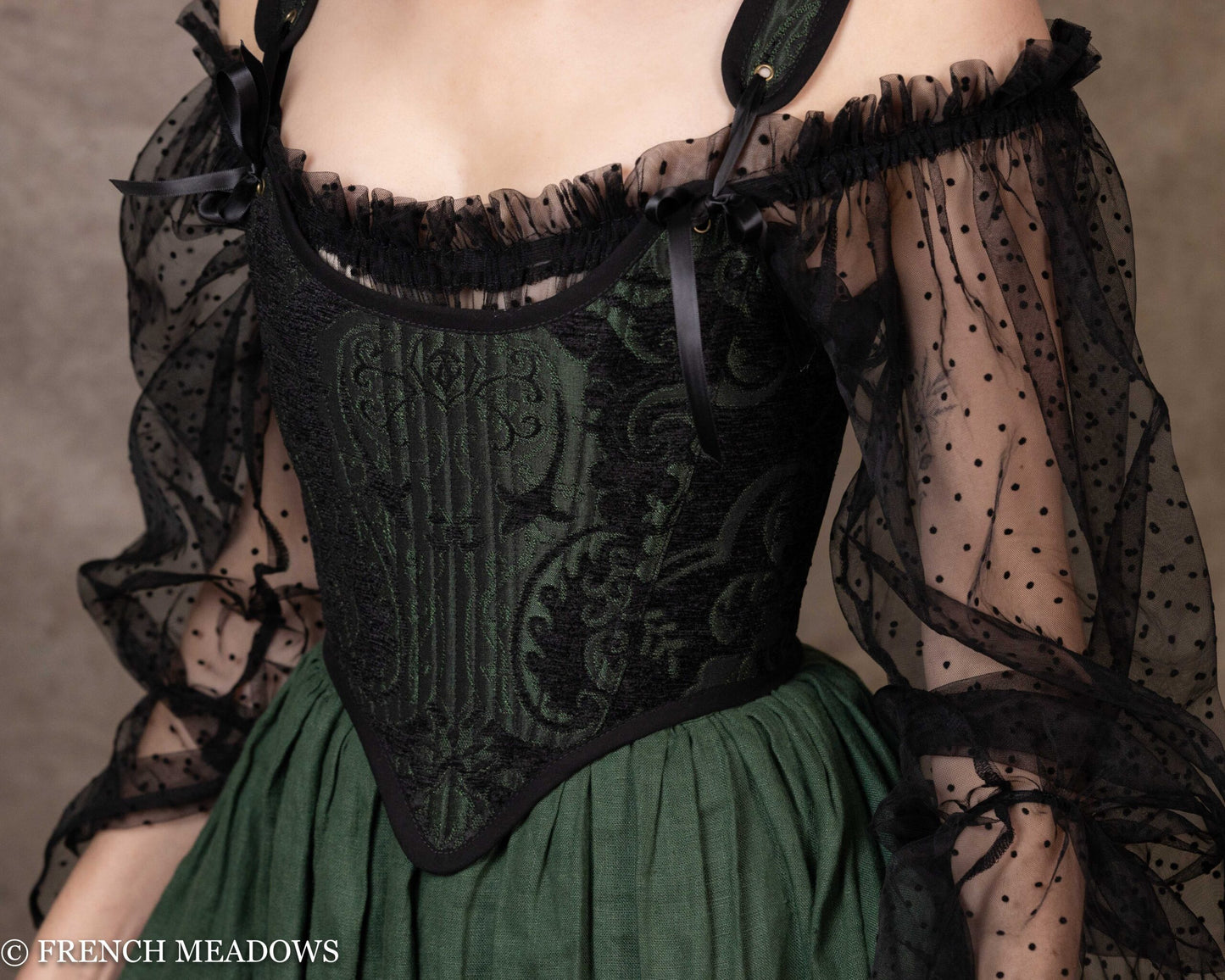 Black and Green Brocade Stays