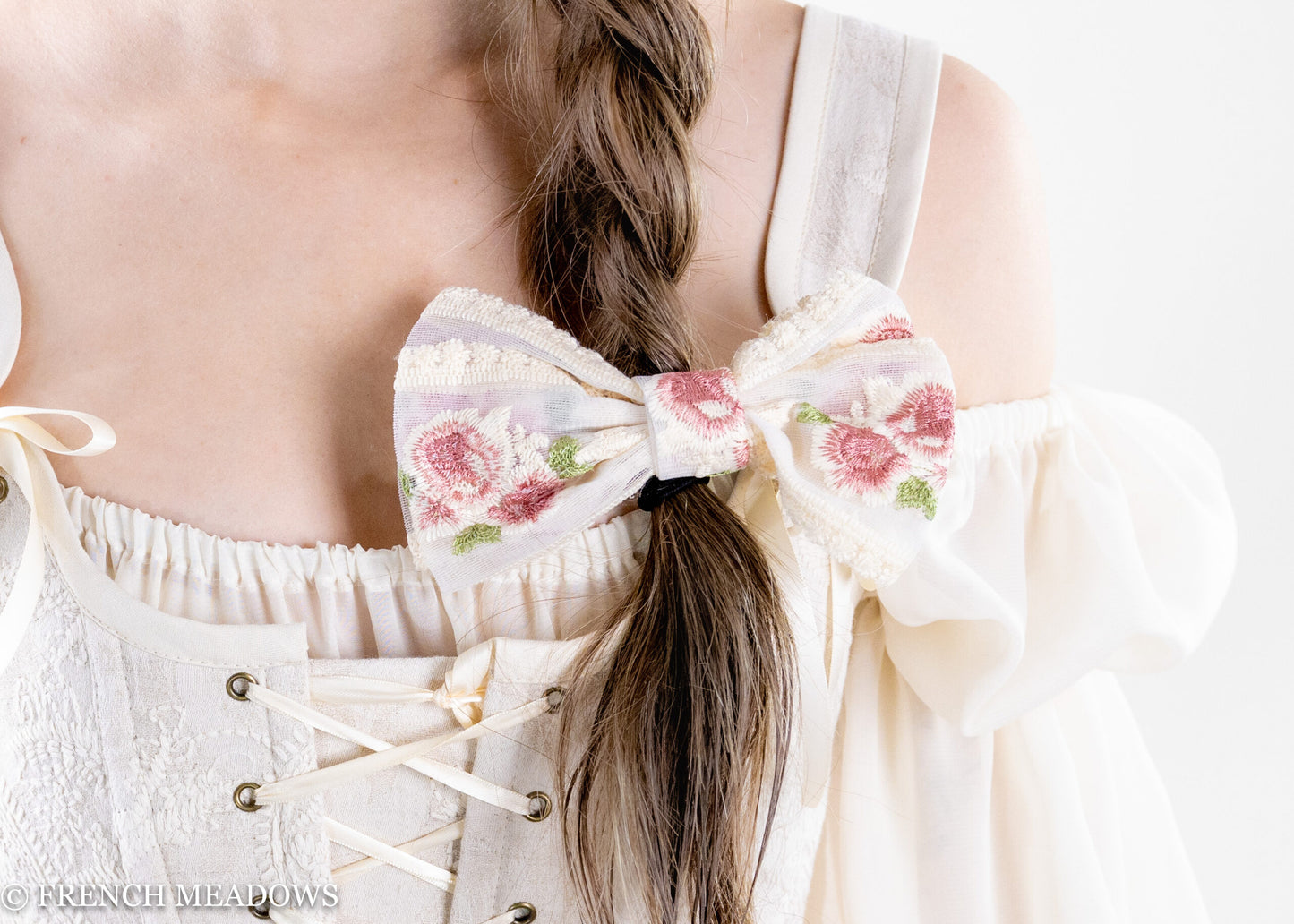 Embroidered Lace Hair Bow