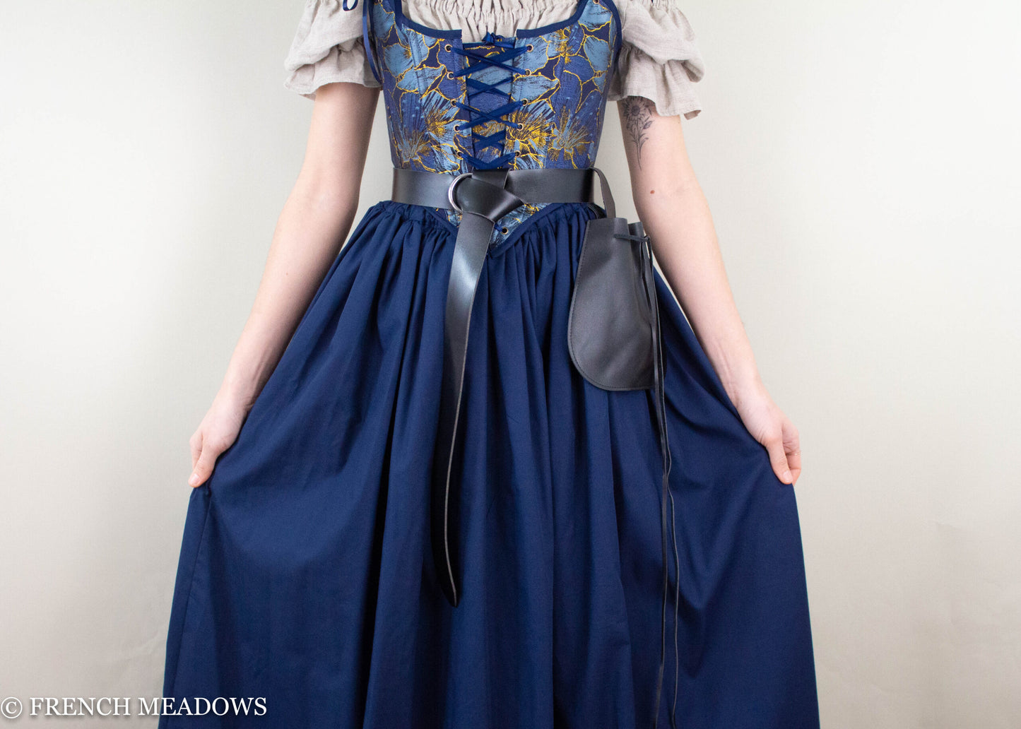 Navy Blue Cotton Renaissance Skirt