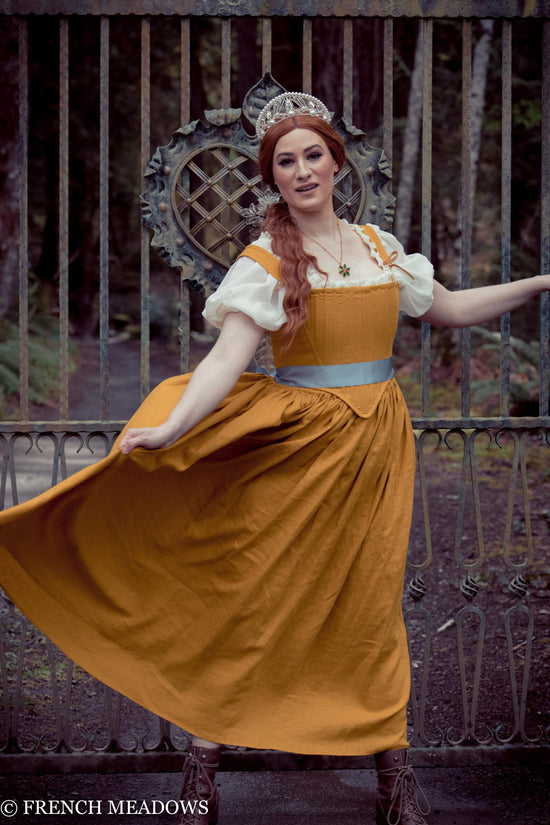 Load image into Gallery viewer, Yellow Linen Renaissance Skirt
