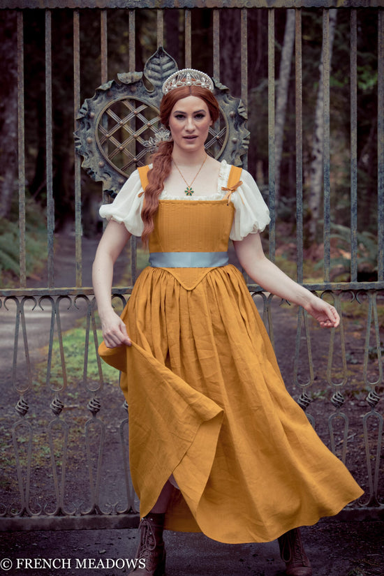 Load image into Gallery viewer, Yellow Linen Renaissance Skirt
