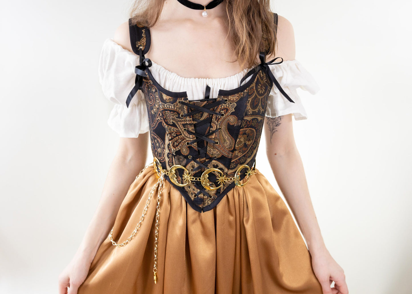 Black and Gold Paisley Renaissance Bodice