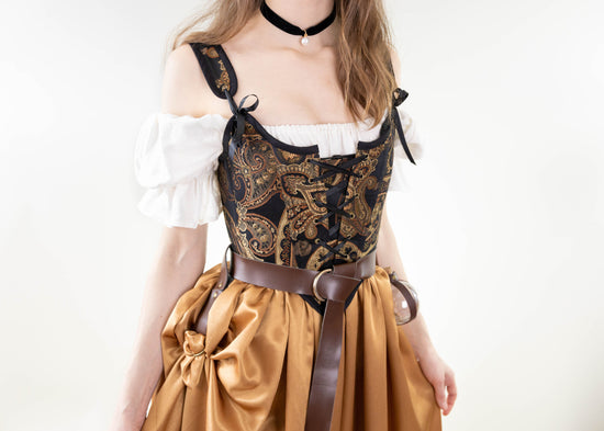 Black and Gold Paisley Renaissance Bodice