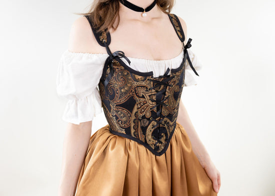 Black and Gold Paisley Renaissance Bodice