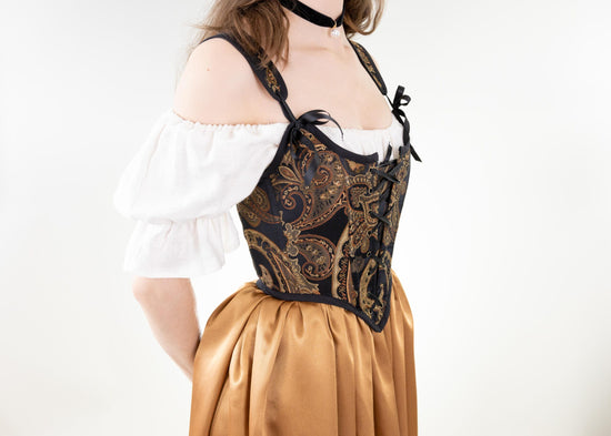 Black and Gold Paisley Renaissance Bodice