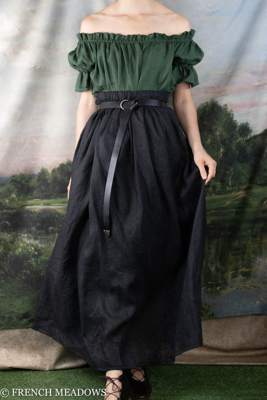 Load image into Gallery viewer, Black Linen Renaissance Skirt
