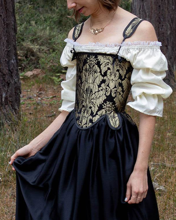 Black Satin Charmeuse Renaissance Skirt