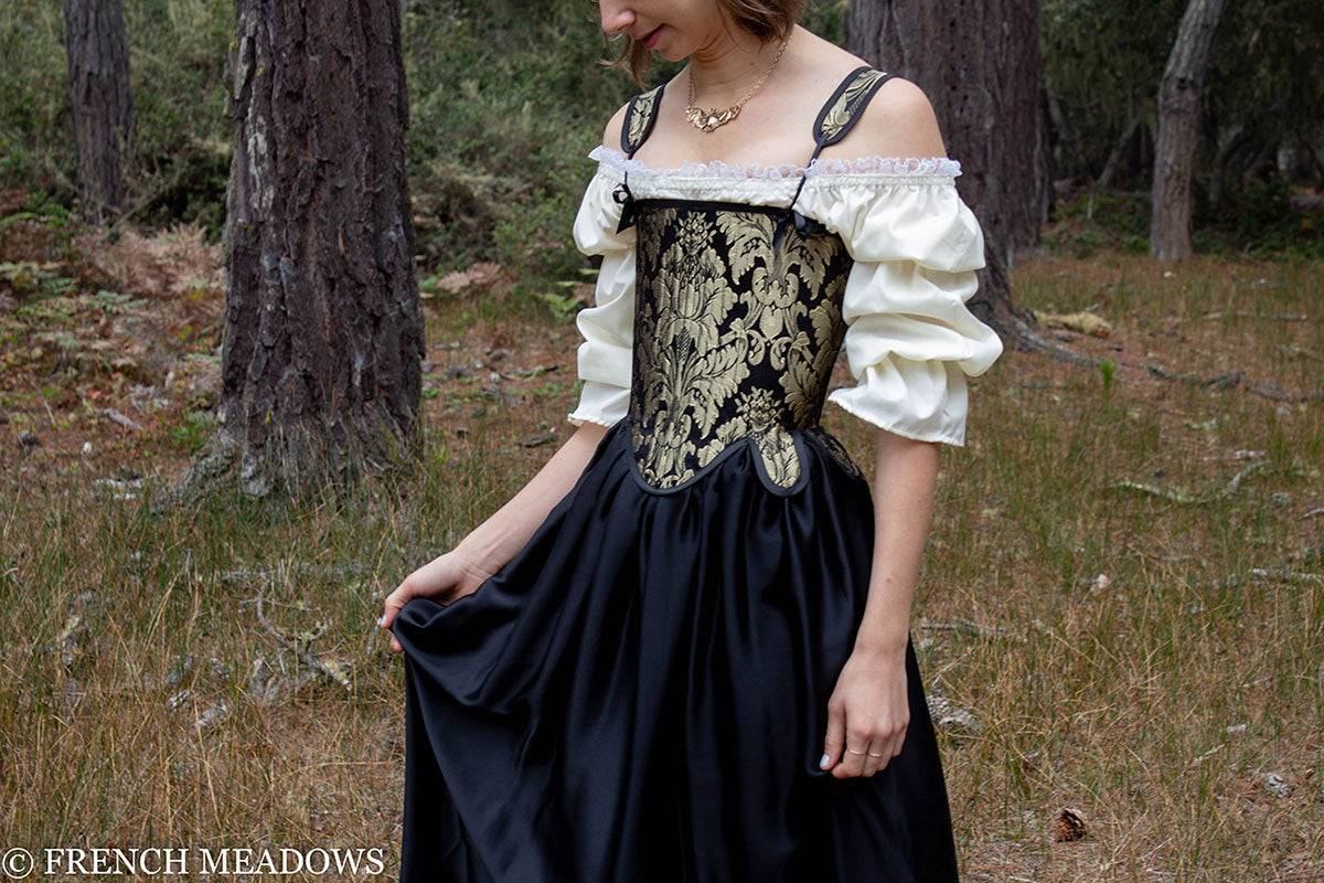 Black Satin Charmeuse Renaissance Skirt