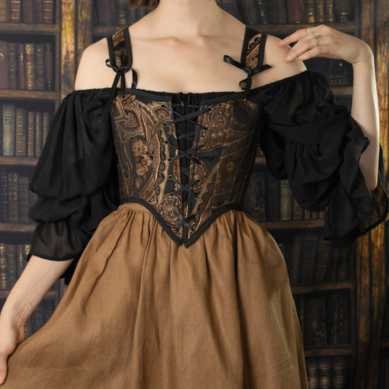 Black and gold corset dress clearance