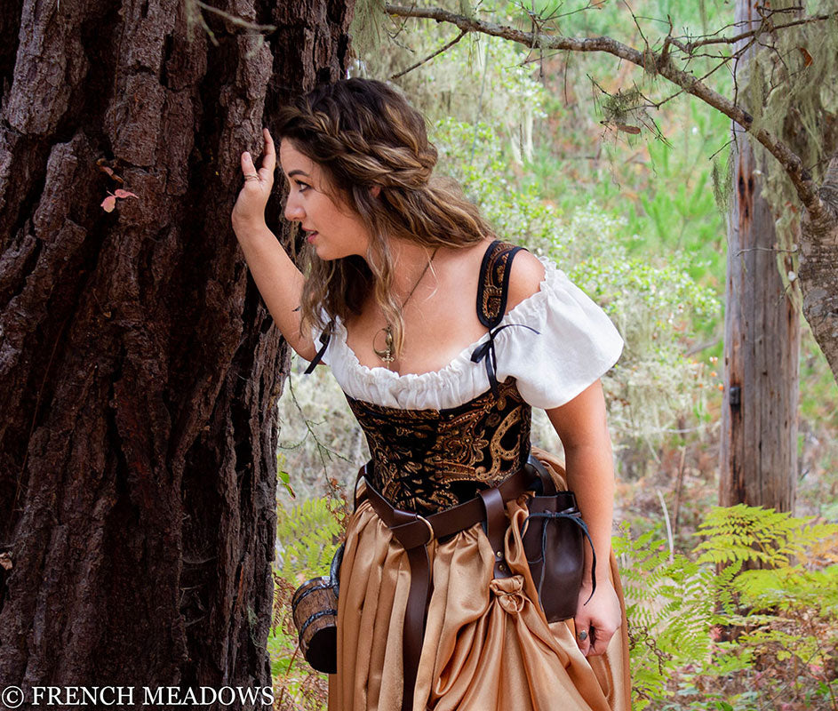 Black and Gold Paisley Renaissance Bodice