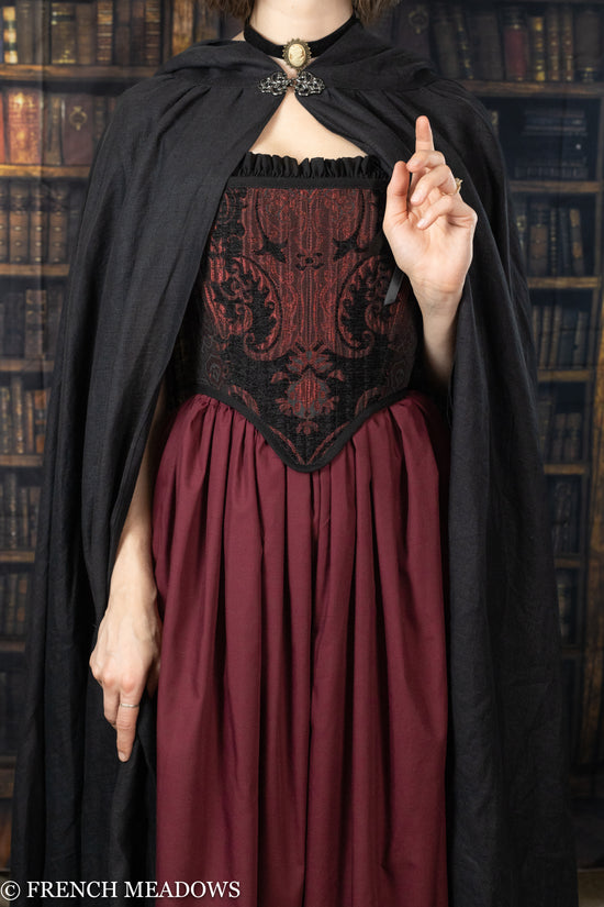 Load image into Gallery viewer, Black Linen Renaissance Cloak
