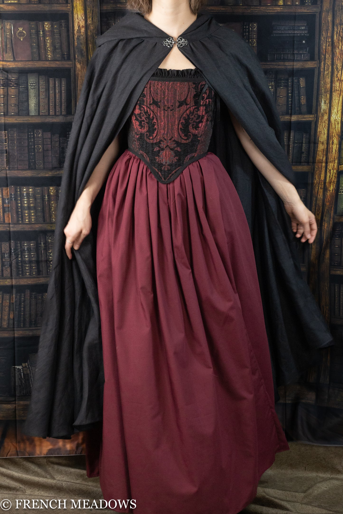 Load image into Gallery viewer, Black Linen Renaissance Cloak
