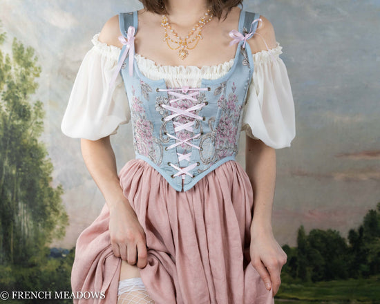 Load image into Gallery viewer, Blue and Pink Rococo Renaissance Bodice
