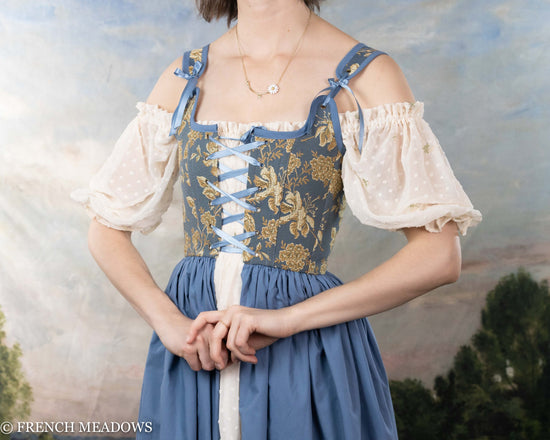 Blue and Yellow Floral Renaissance Corset Dress
