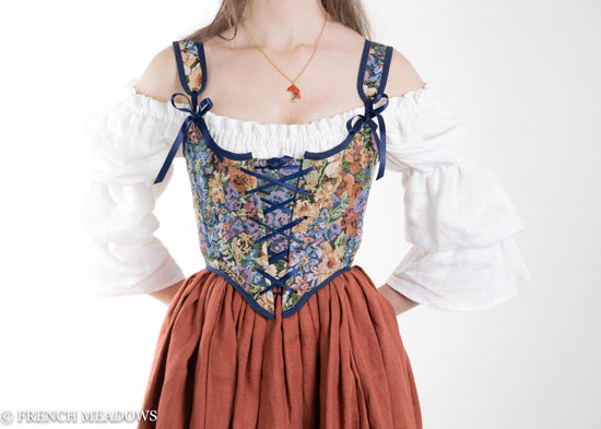 Blue Floral Tapestry Bodice