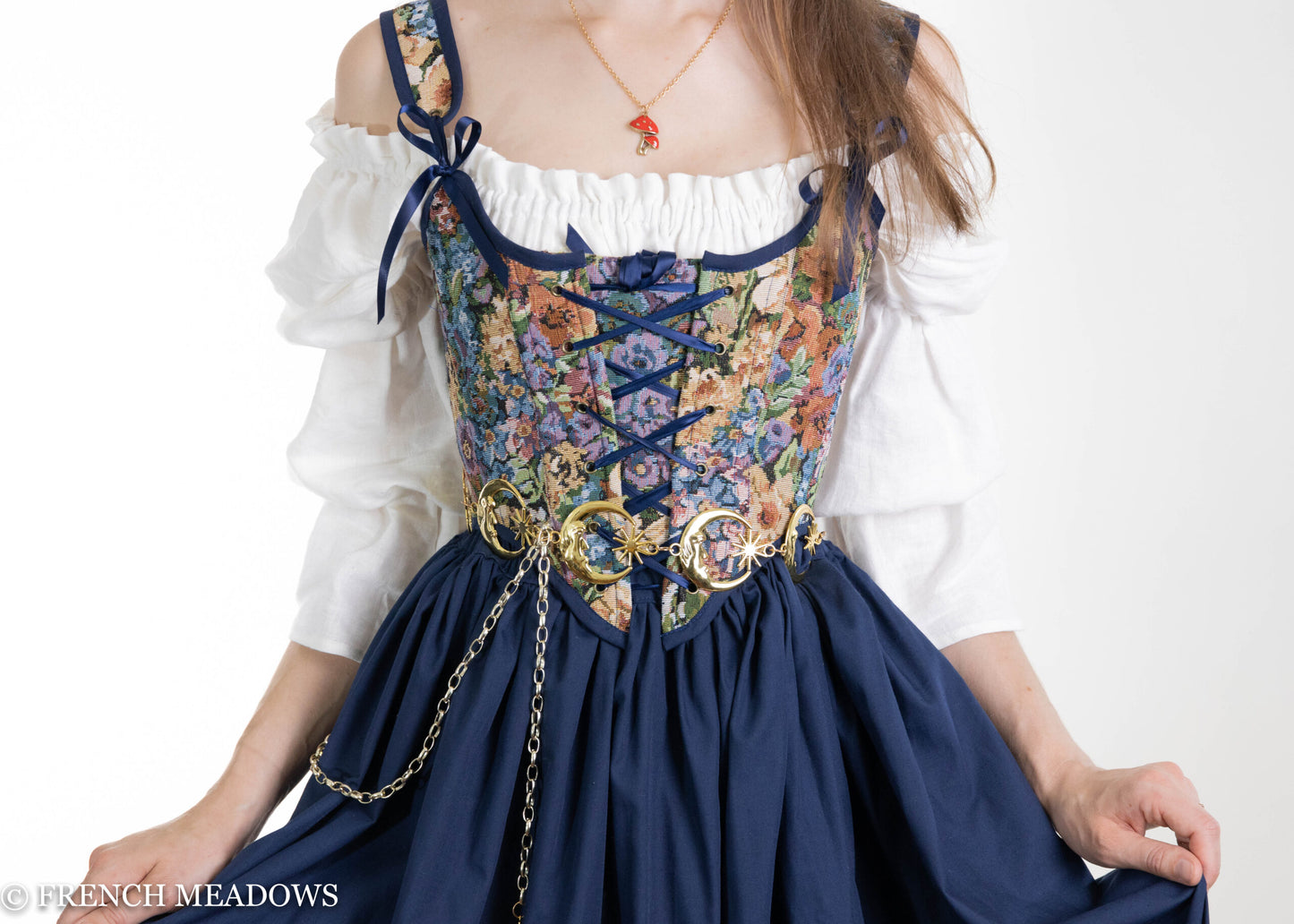 Blue Floral Tapestry Bodice