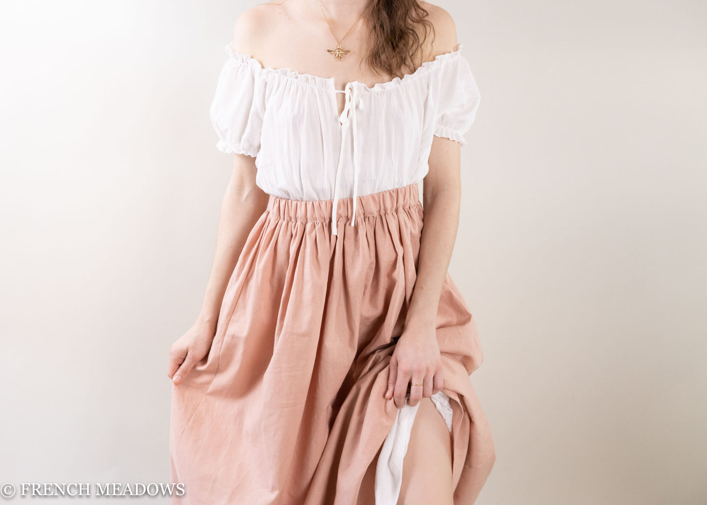 Load image into Gallery viewer, Blush Pink Linen Renaissance Skirt
