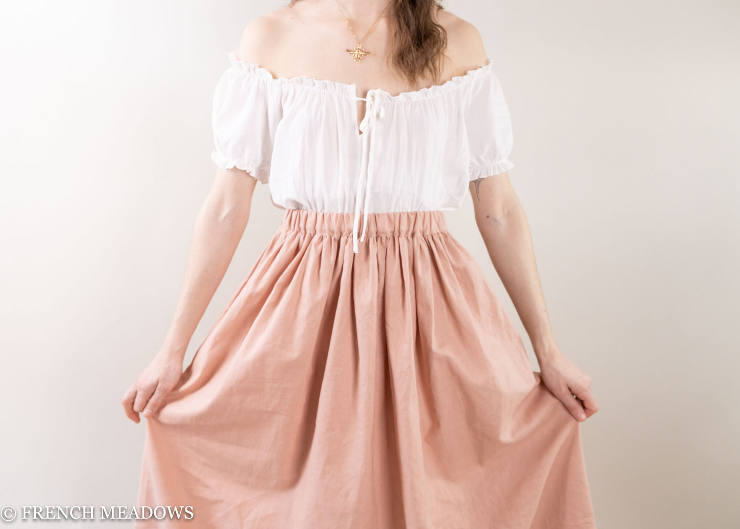 Load image into Gallery viewer, Blush Pink Linen Renaissance Skirt
