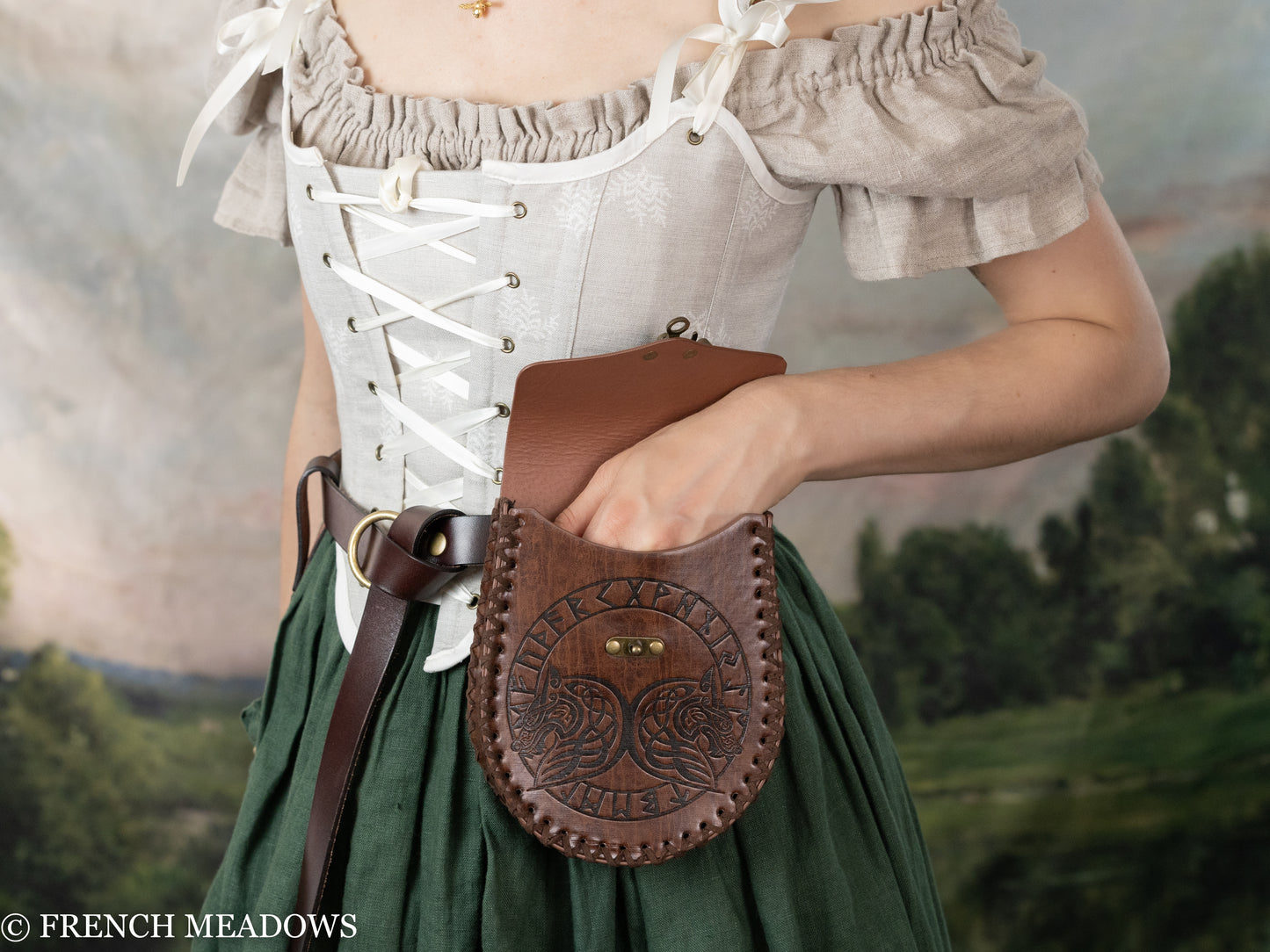 Green Medieval Leather Corset Belt Handmade Medieval Leather -  Canada