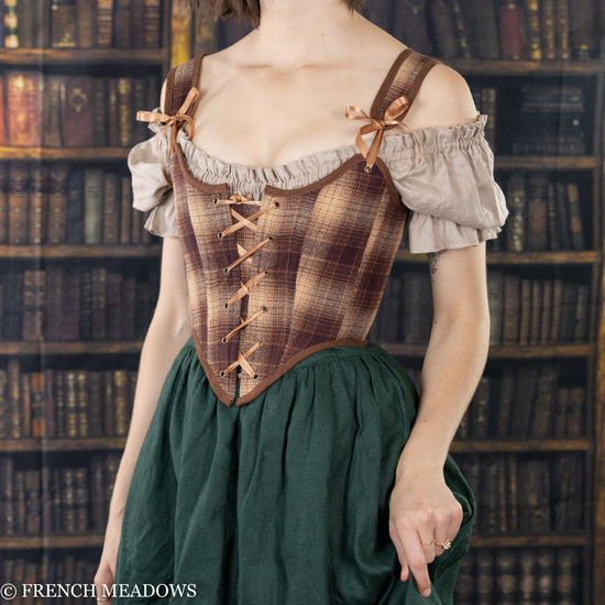 Brown Plaid Flannel Renaissance Bodice