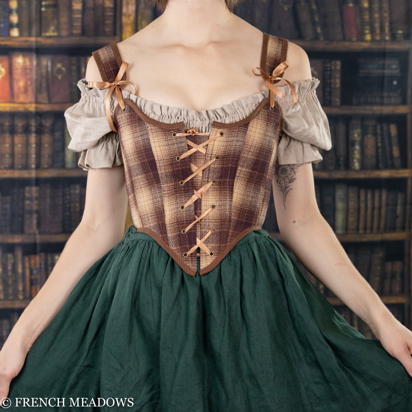 Brown Plaid Flannel Renaissance Bodice