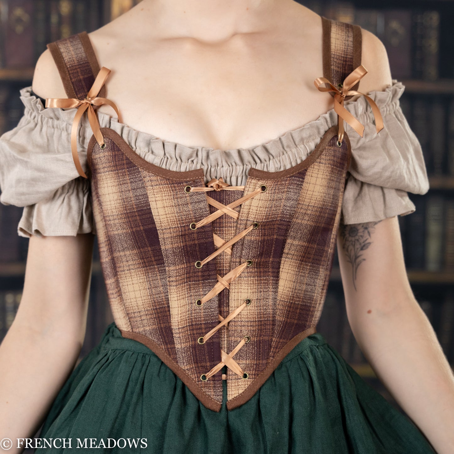 Brown Plaid Flannel Renaissance Bodice