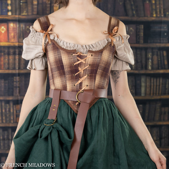 Brown Plaid Flannel Renaissance Bodice