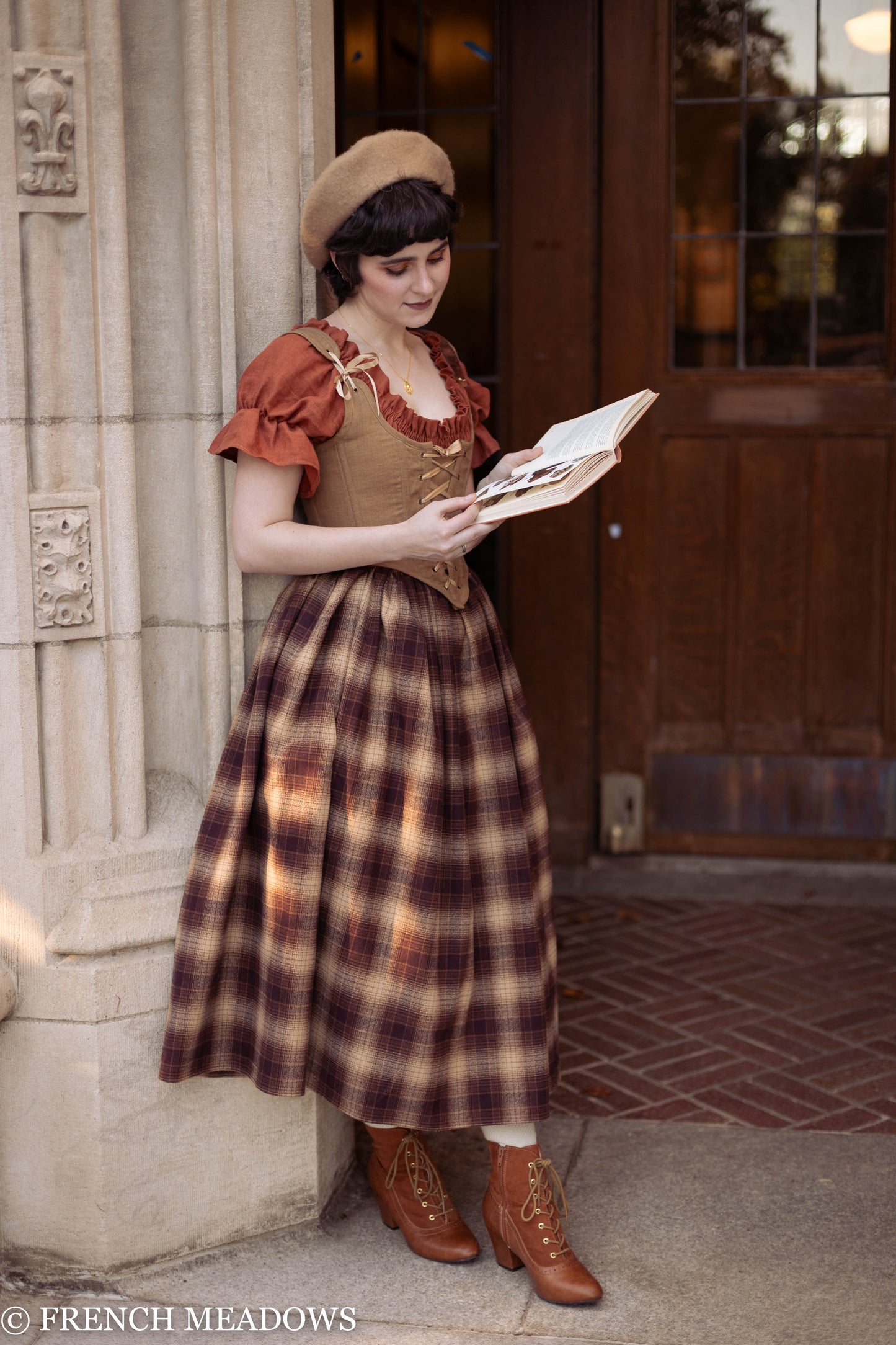 Dark Brown Plaid Renaissance Skirt