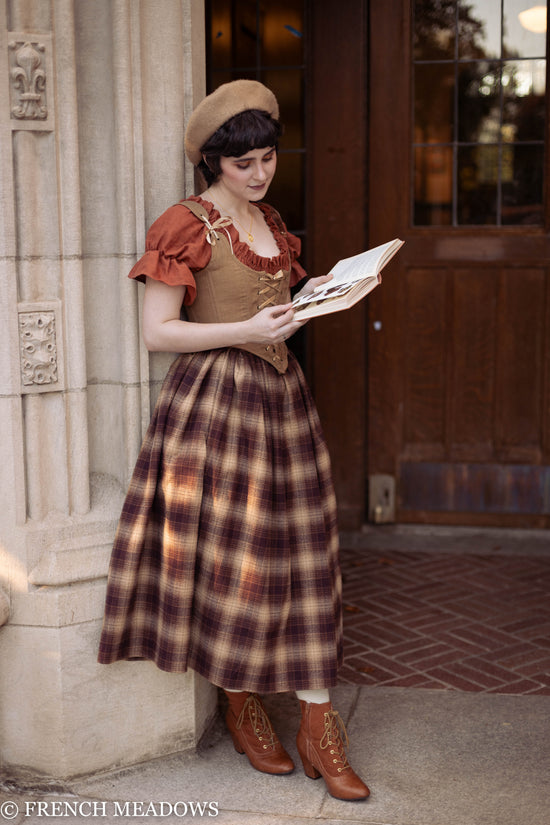 Dark Brown Plaid Renaissance Skirt