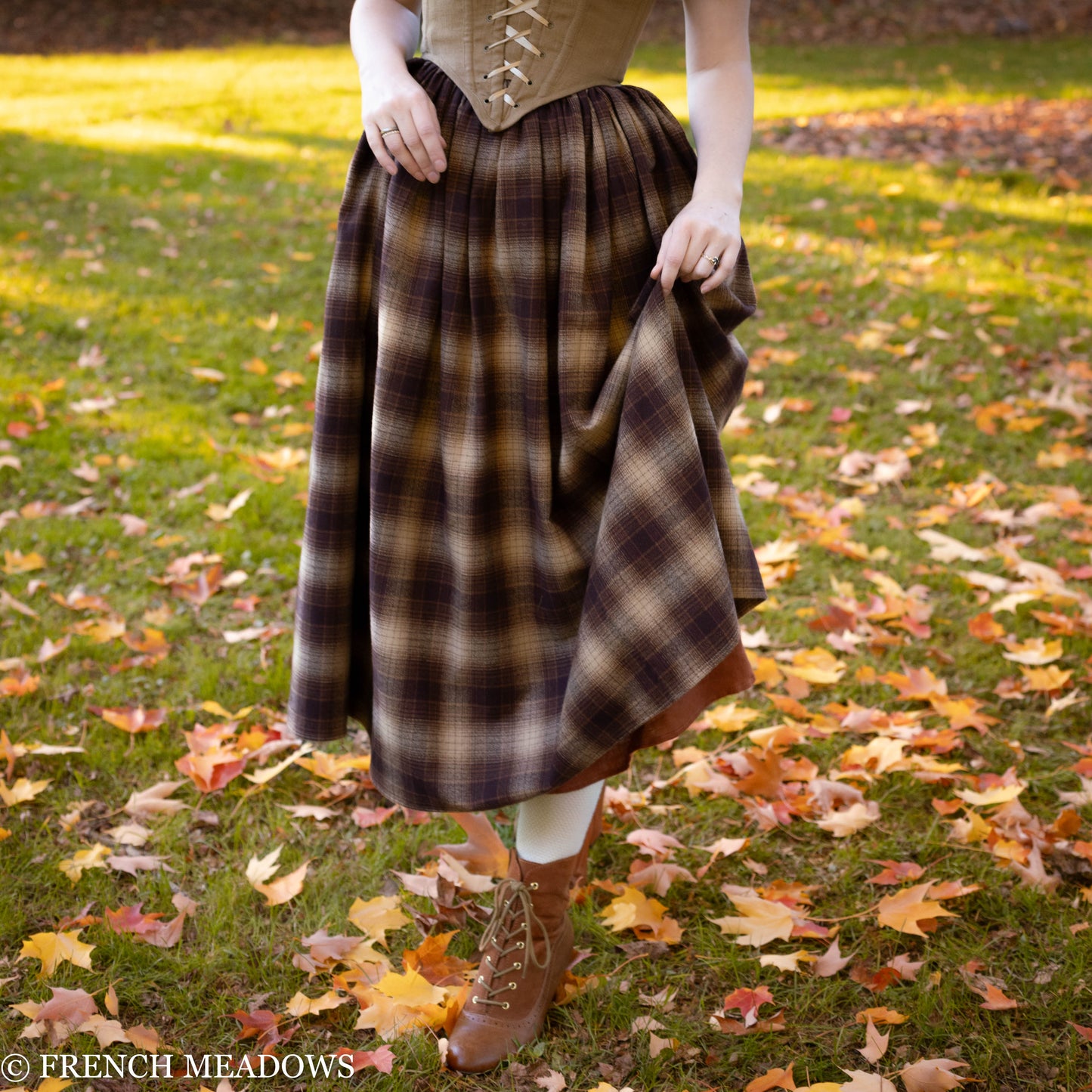 Dark Brown Plaid Renaissance Skirt