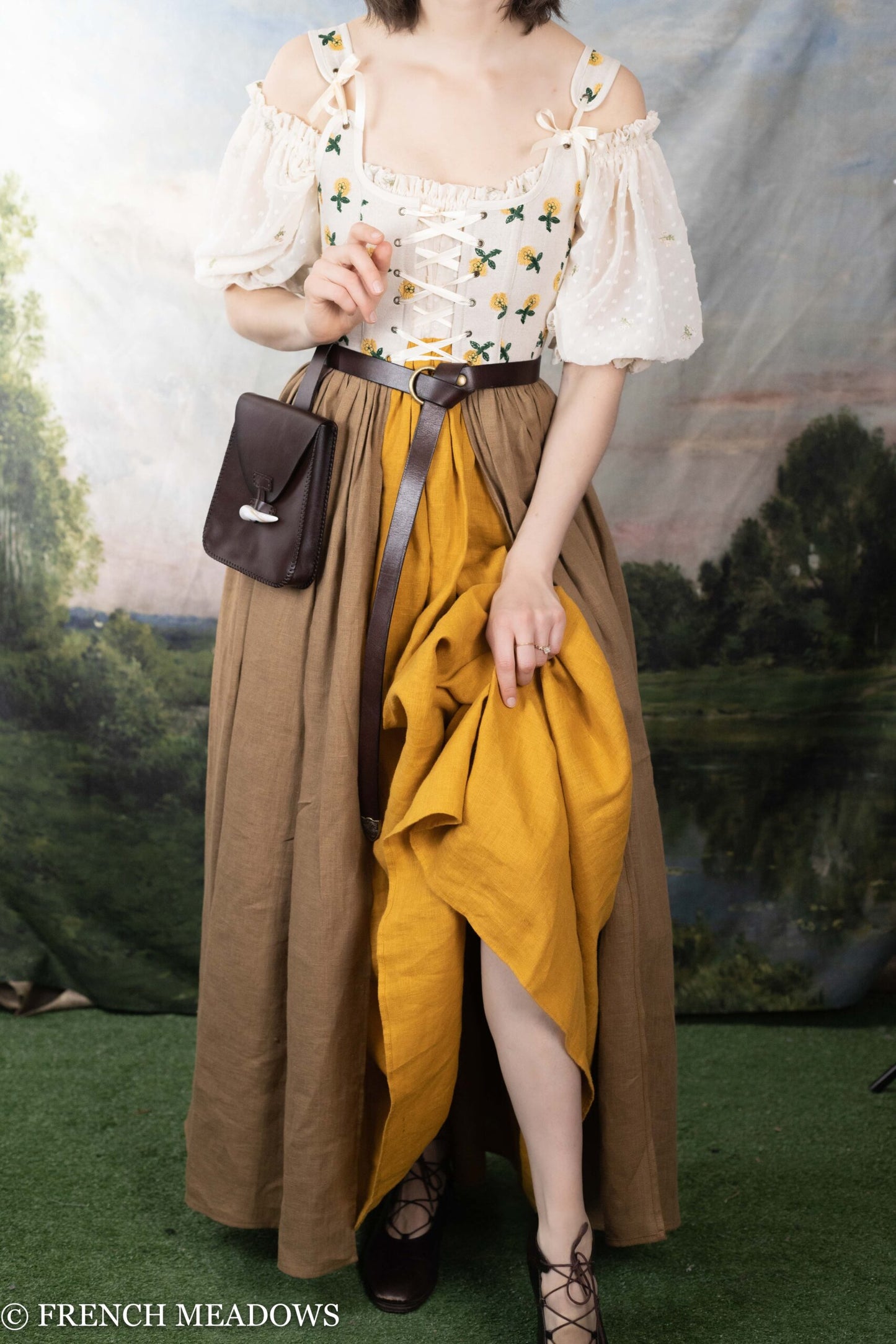 Load image into Gallery viewer, Dandelion Linen Renaissance Corset Dress
