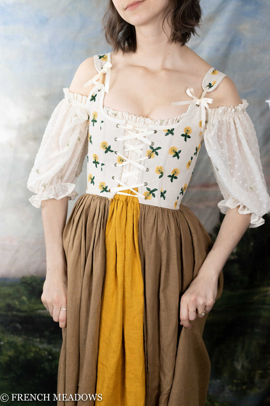 Load image into Gallery viewer, Dandelion Linen Renaissance Corset Dress
