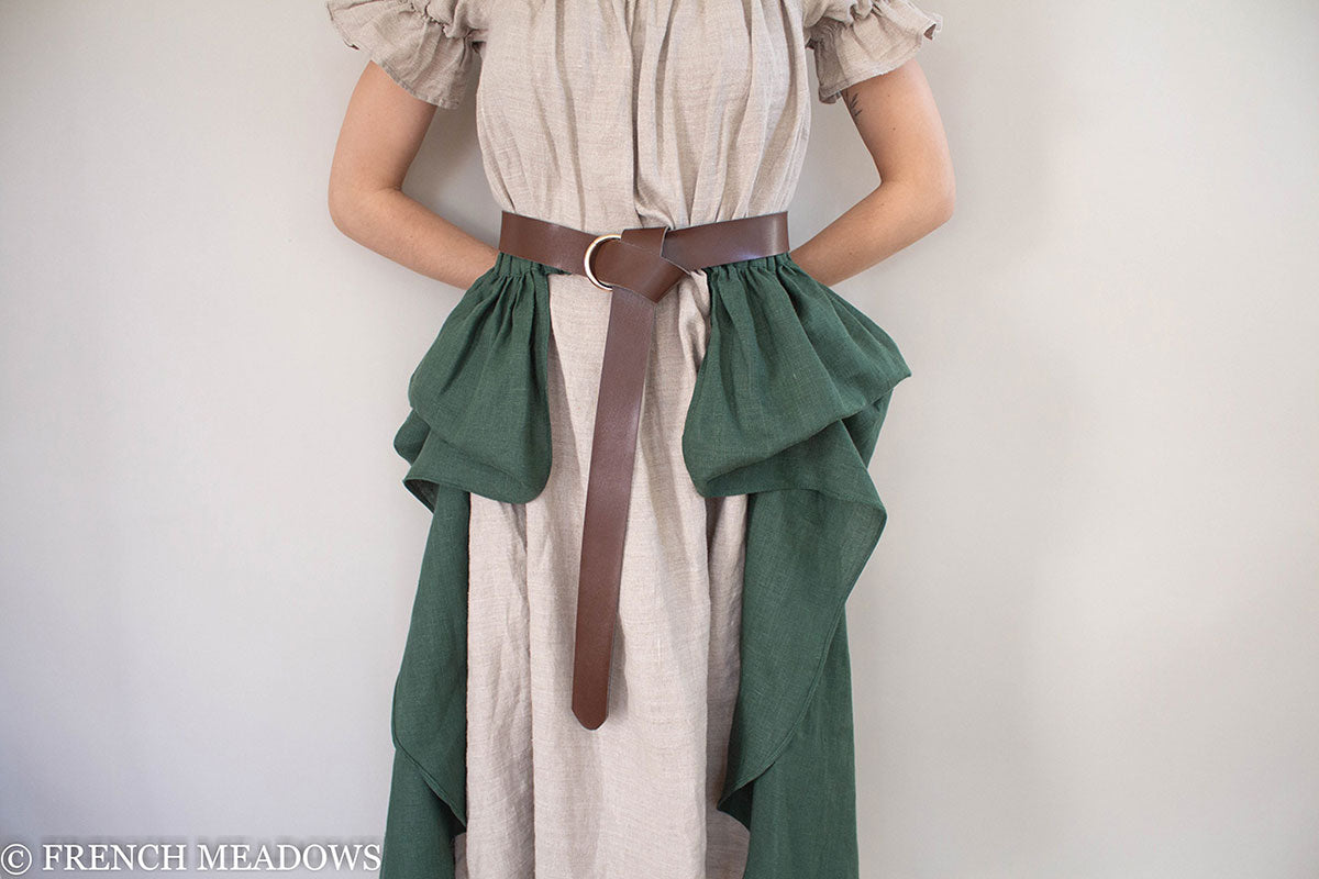 Load image into Gallery viewer, Dark Green Linen Over Skirt
