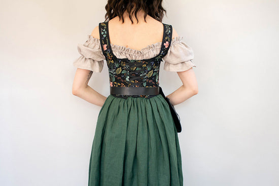 Dark Green Linen Renaissance Skirt