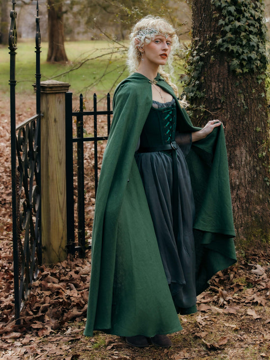 Green Linen Renaissance Cloak