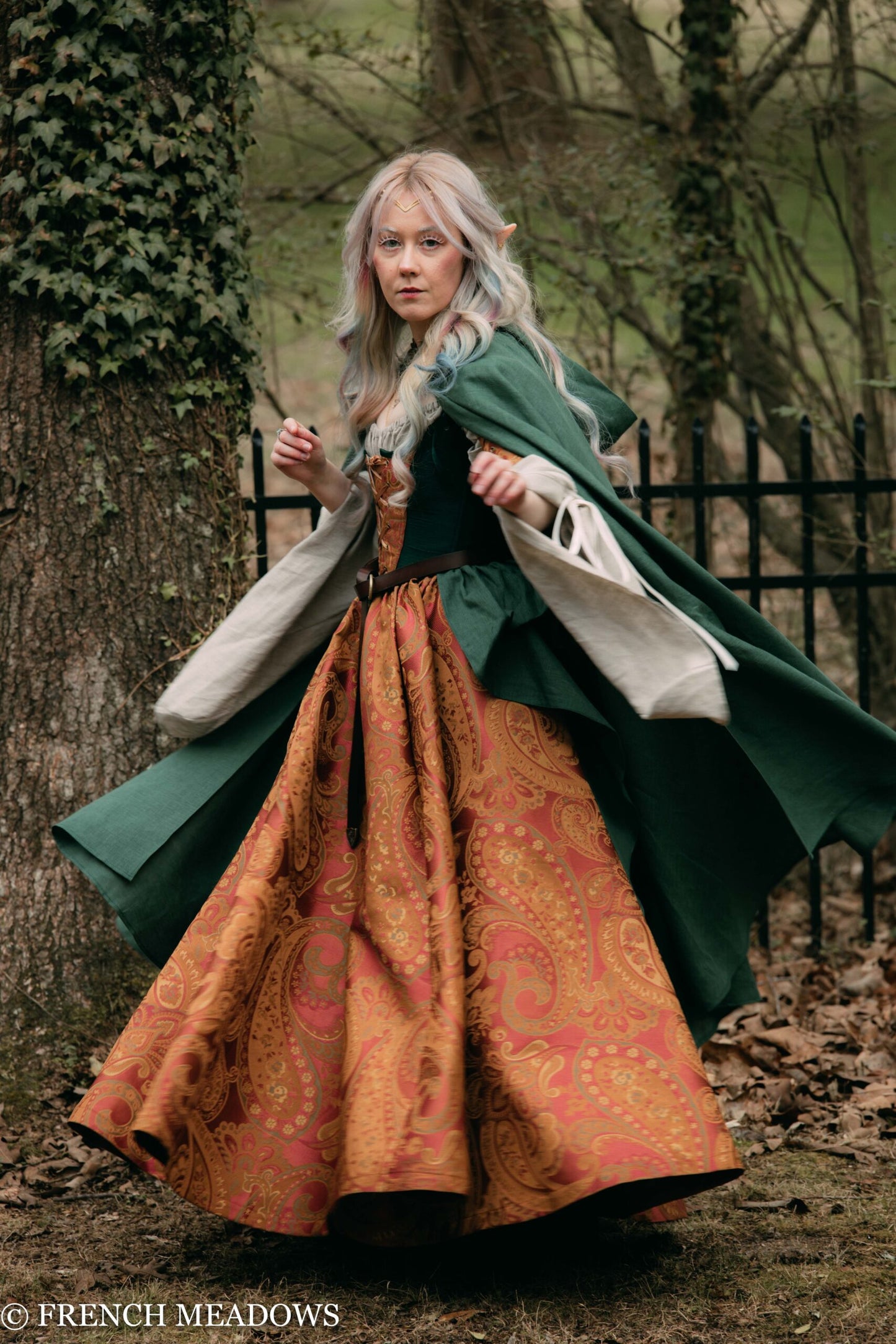 Green Linen Renaissance Cloak