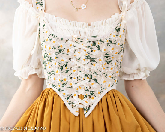Embroidered Daisy Renaissance Bodice