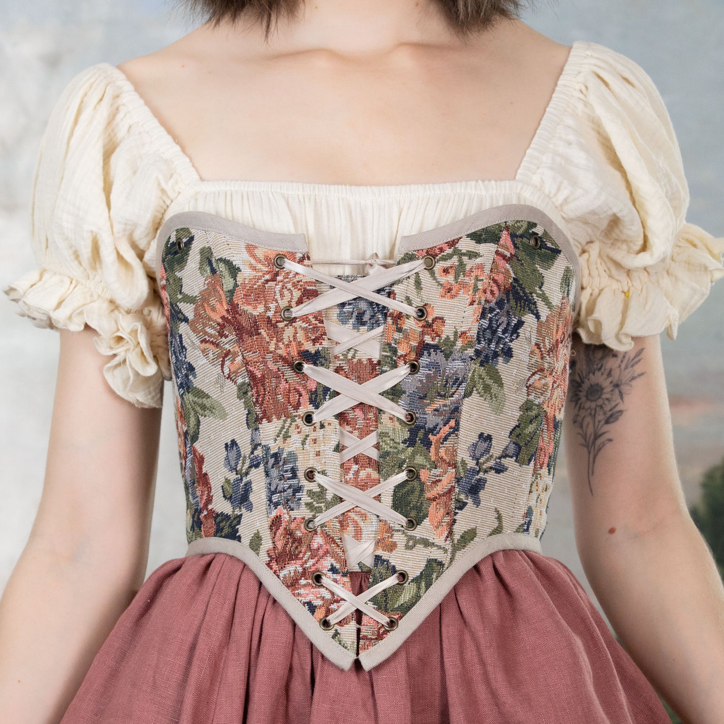 Floral Tapestry Corset Top