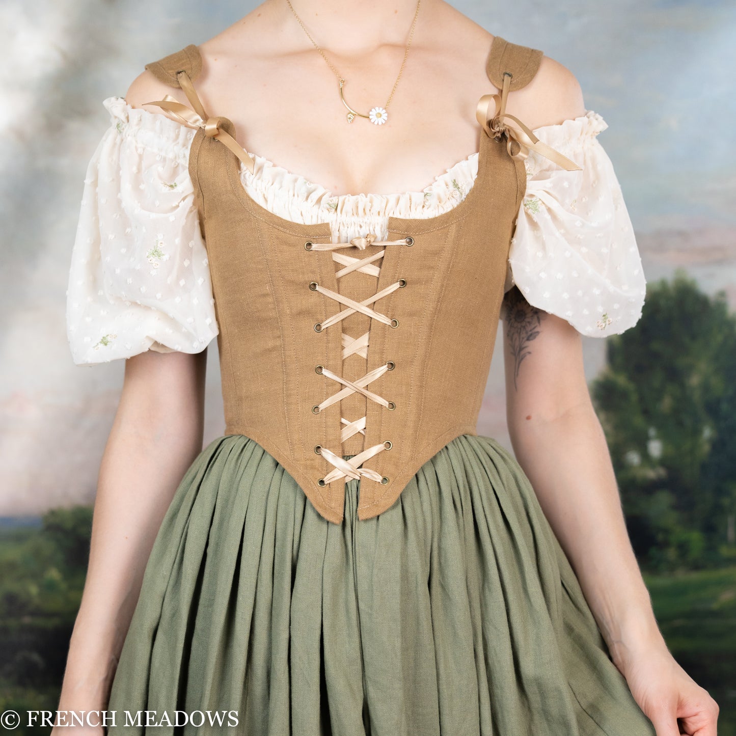 Load image into Gallery viewer, Ginger Linen Renaissance Bodice
