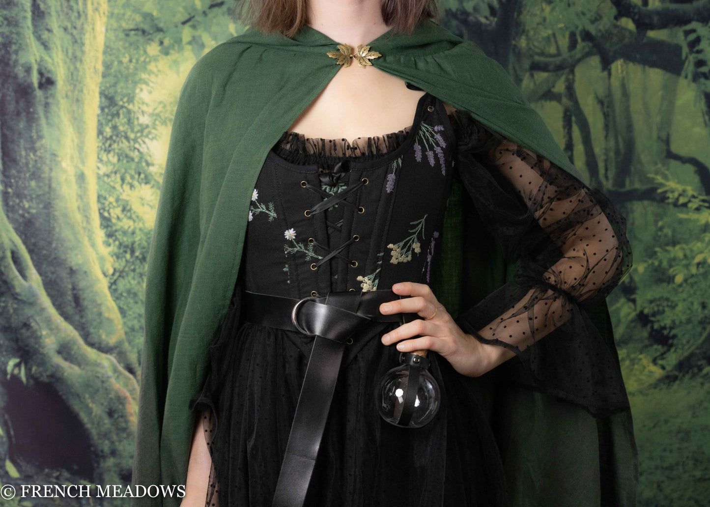 Green Linen Renaissance Cloak