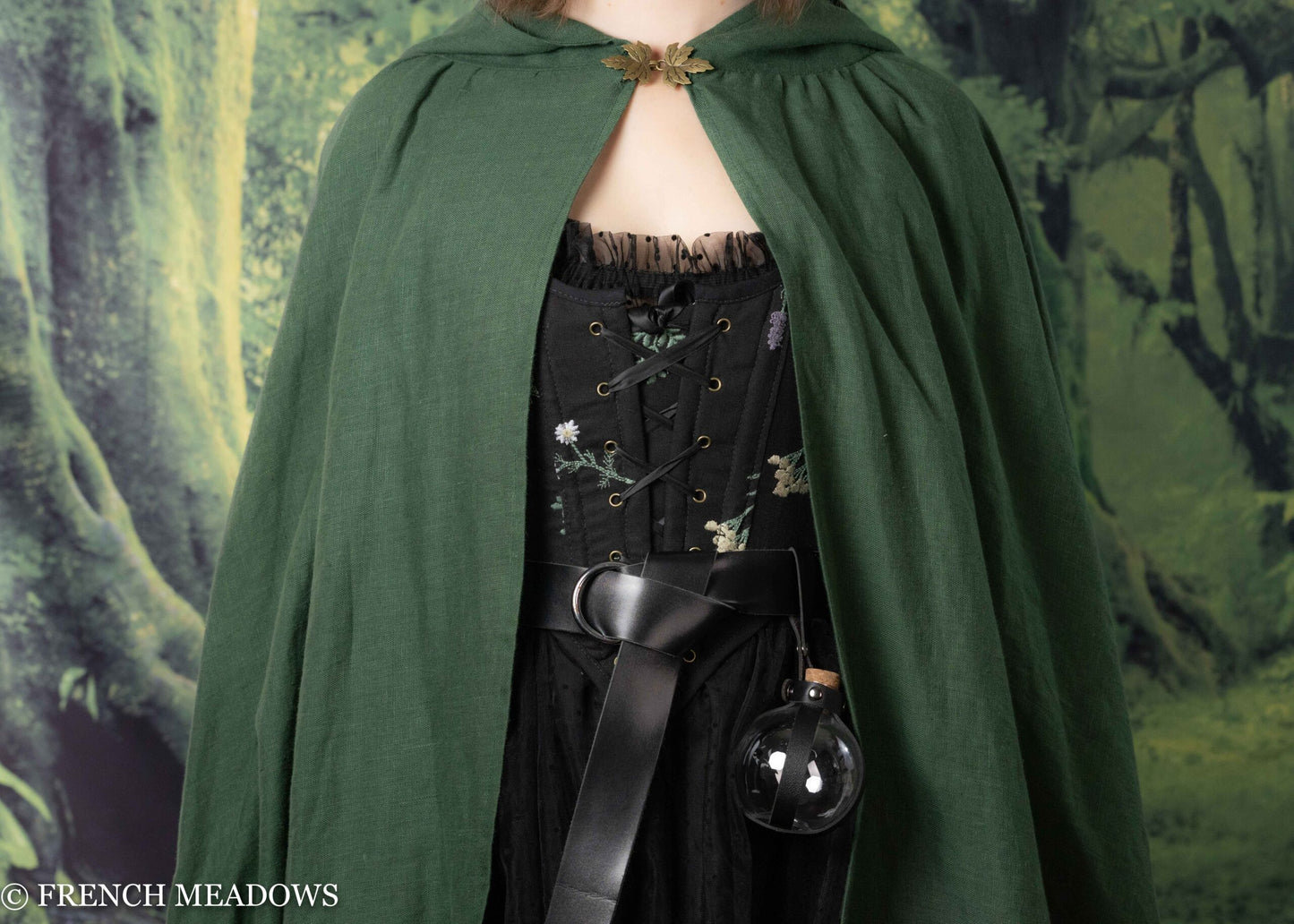 Green Linen Renaissance Cloak