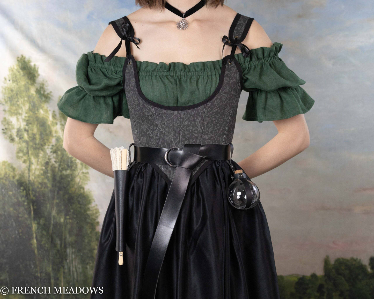 Black Satin Charmeuse Renaissance Skirt