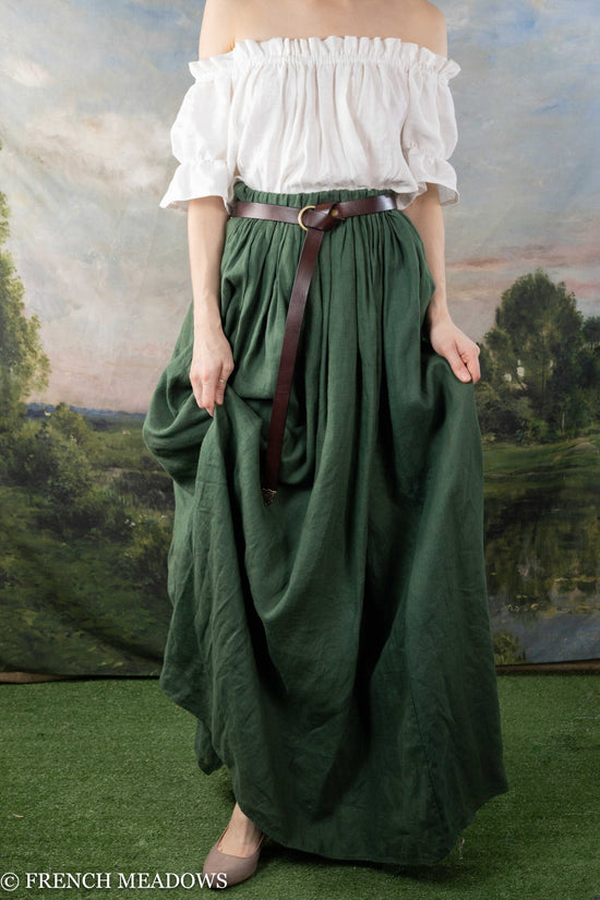 Dark Green Linen Renaissance Skirt
