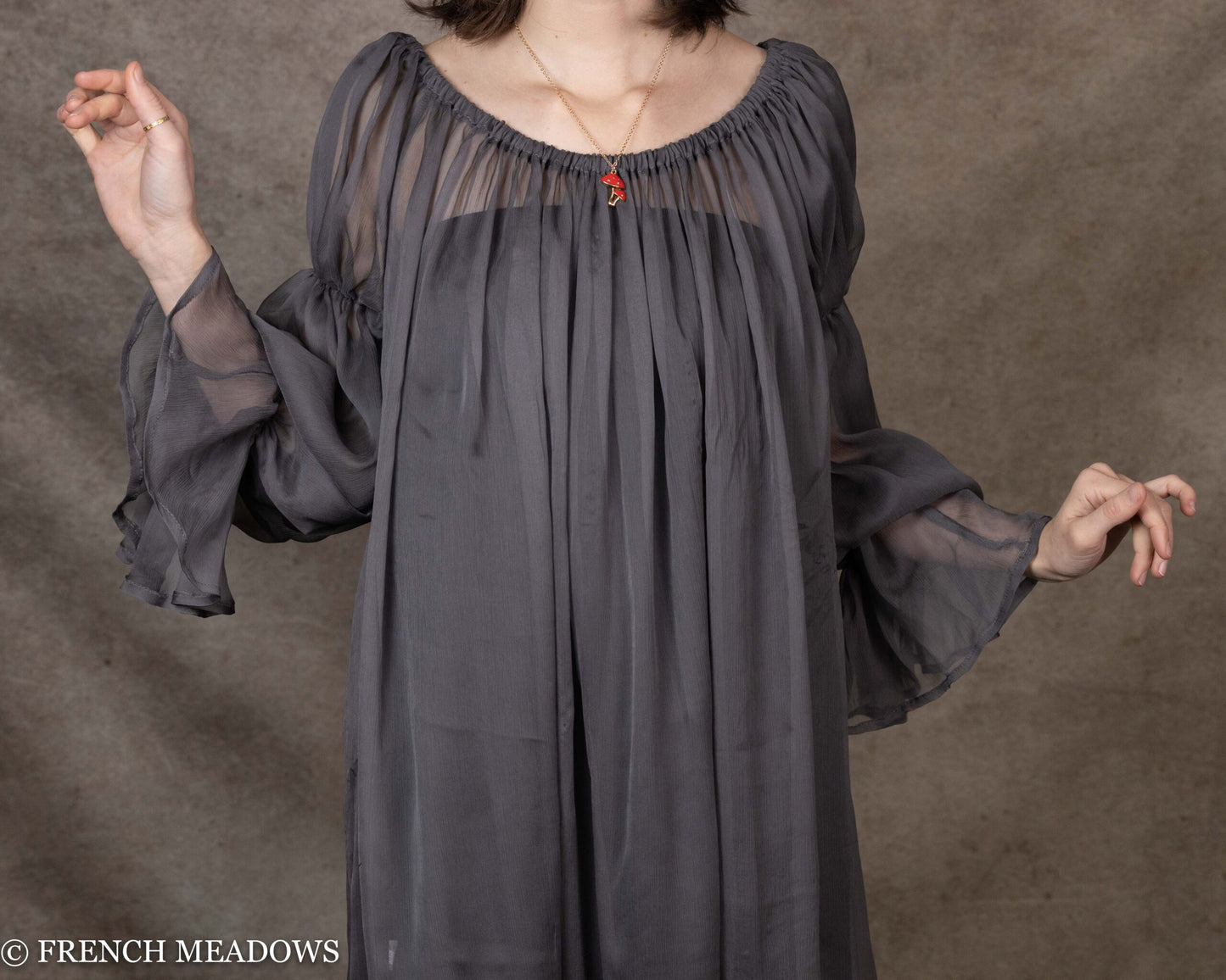 Grey Silk Chiffon Chemise