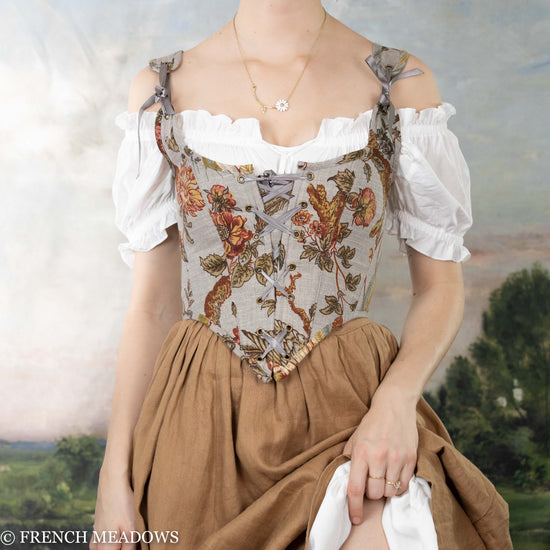 Load image into Gallery viewer, Grey Peacock Renaissance Bodice
