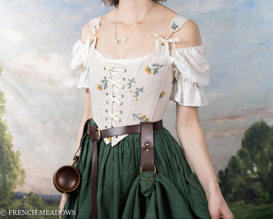Load image into Gallery viewer, Ivory Embroidered Wildflower Renaissance Bodice
