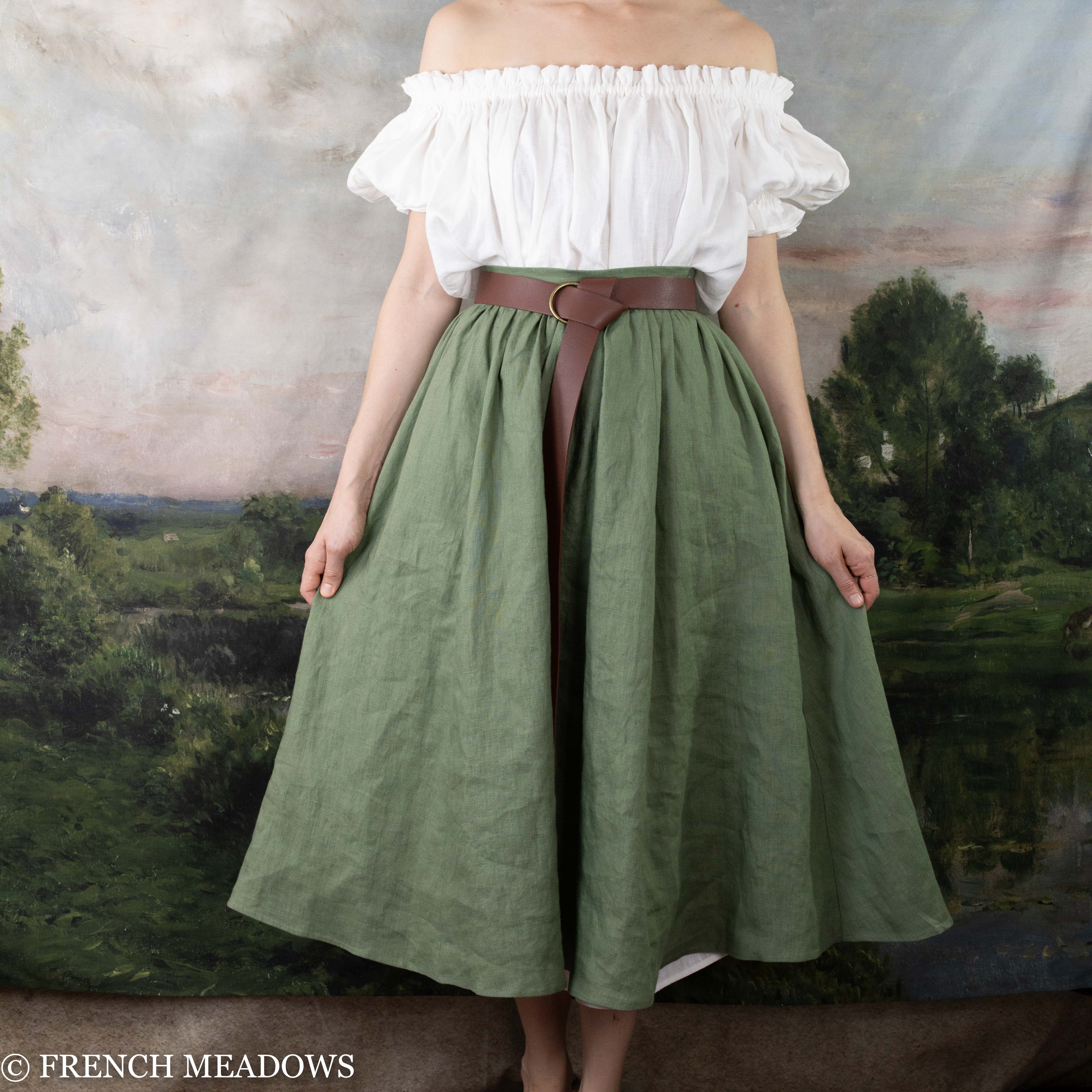 Ivy Green Linen Midi Skirt French Meadows