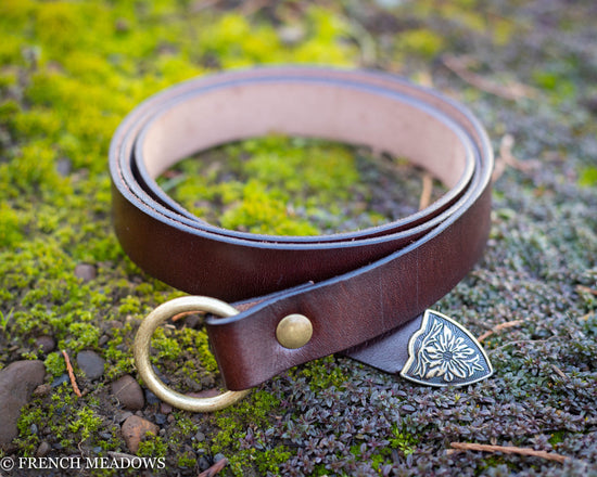 leather renaissance viking belt in black or brown leather