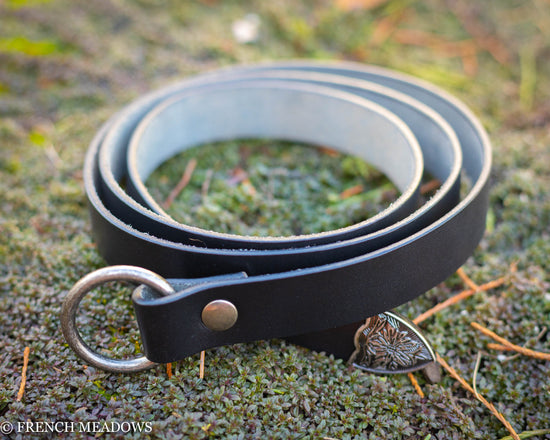 leather renaissance viking belt in black or brown leather