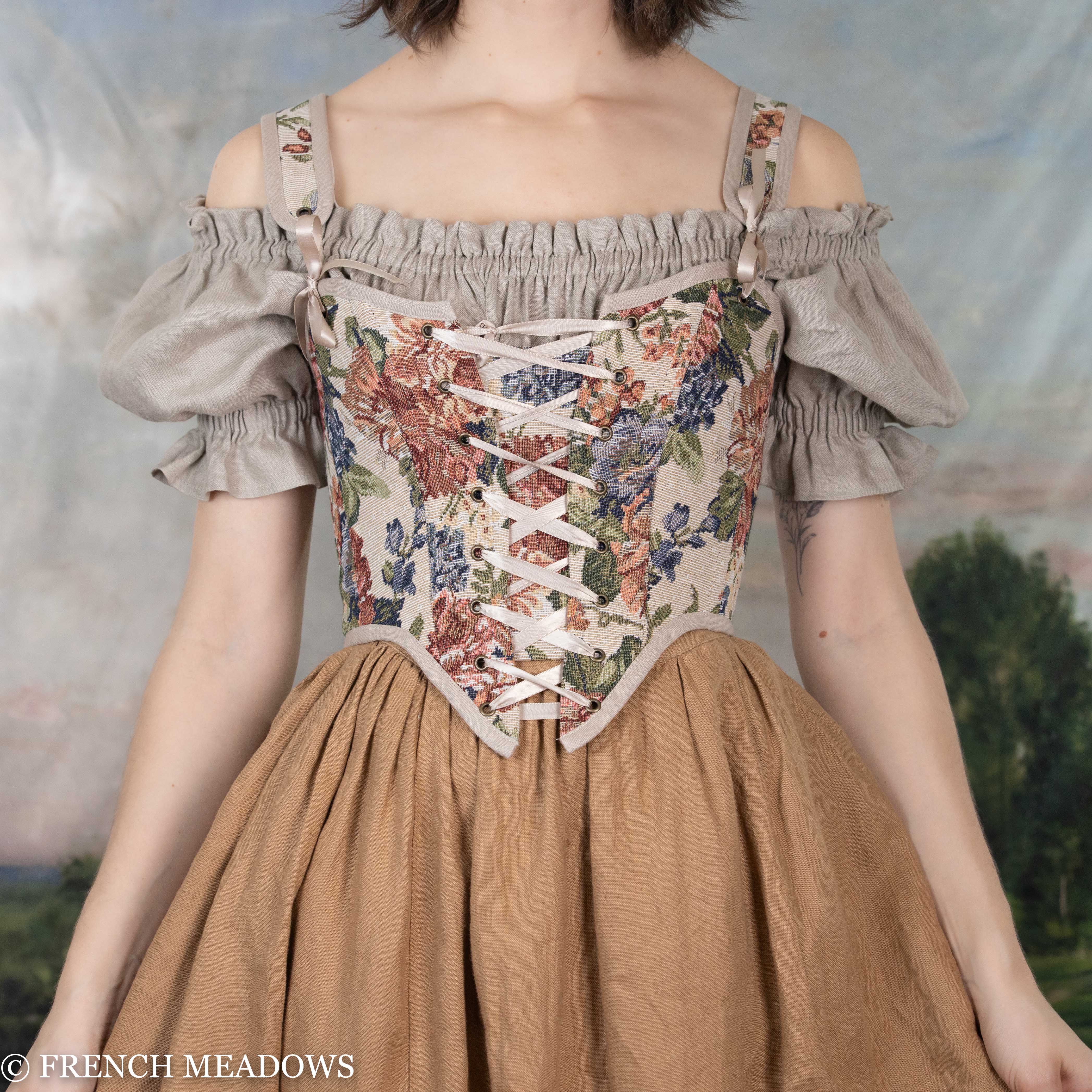 Floral Tapestry Corset Floral Corset Renaissance Bodice French Meadows